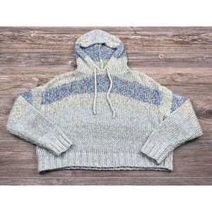 American‎ Eagle Cropped Sweater Women's Med Boxy Chunky Knit Hoodie Fuzzy Soft
